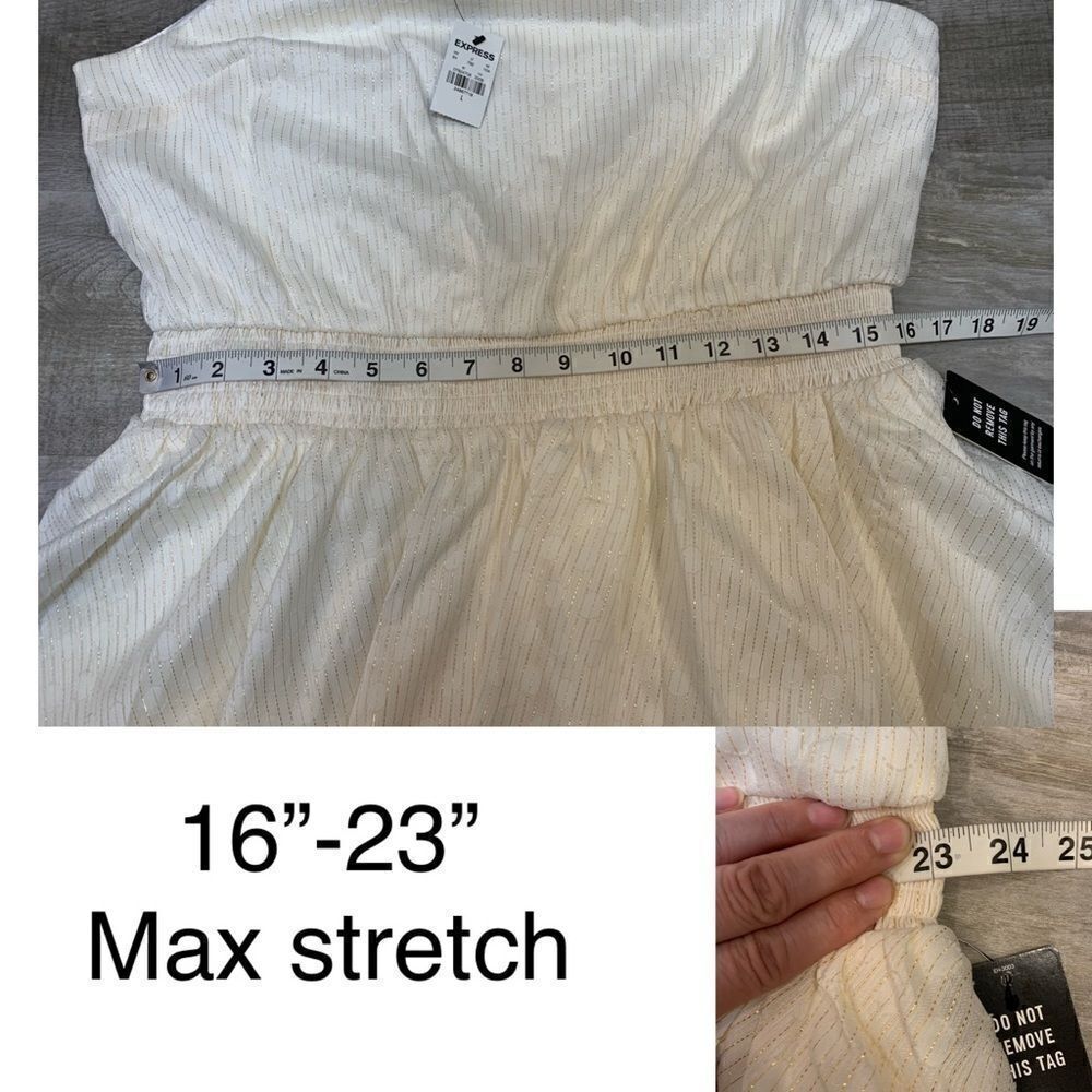 Express Short Cream w/Metallic Detail Nwt - Picture 5 of 11